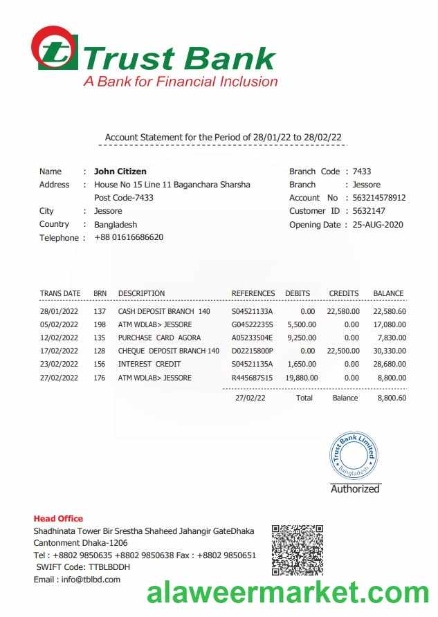 Bangladesh Trust Bank statement